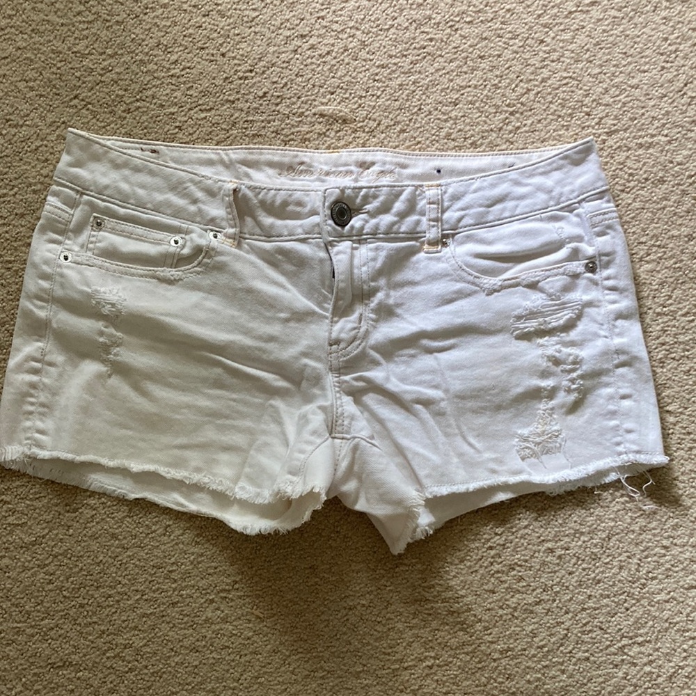 White Distressed AMERICAN EAGLE Women Shorts SIZE 12 Stretch